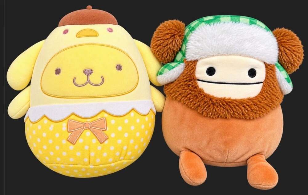 Squishmallows Pompompurin in Chick Costume Plush Toy & Benny the Bigfoot  Green